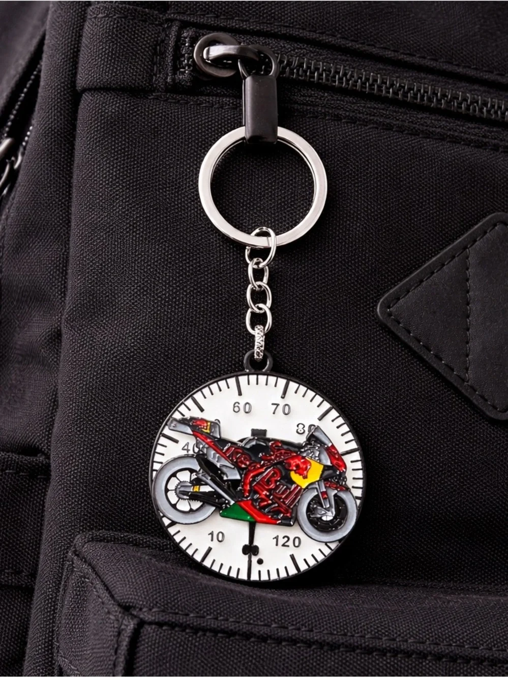 Red Bull Spinning Bike Keychain | Metal Racing Bag Charm